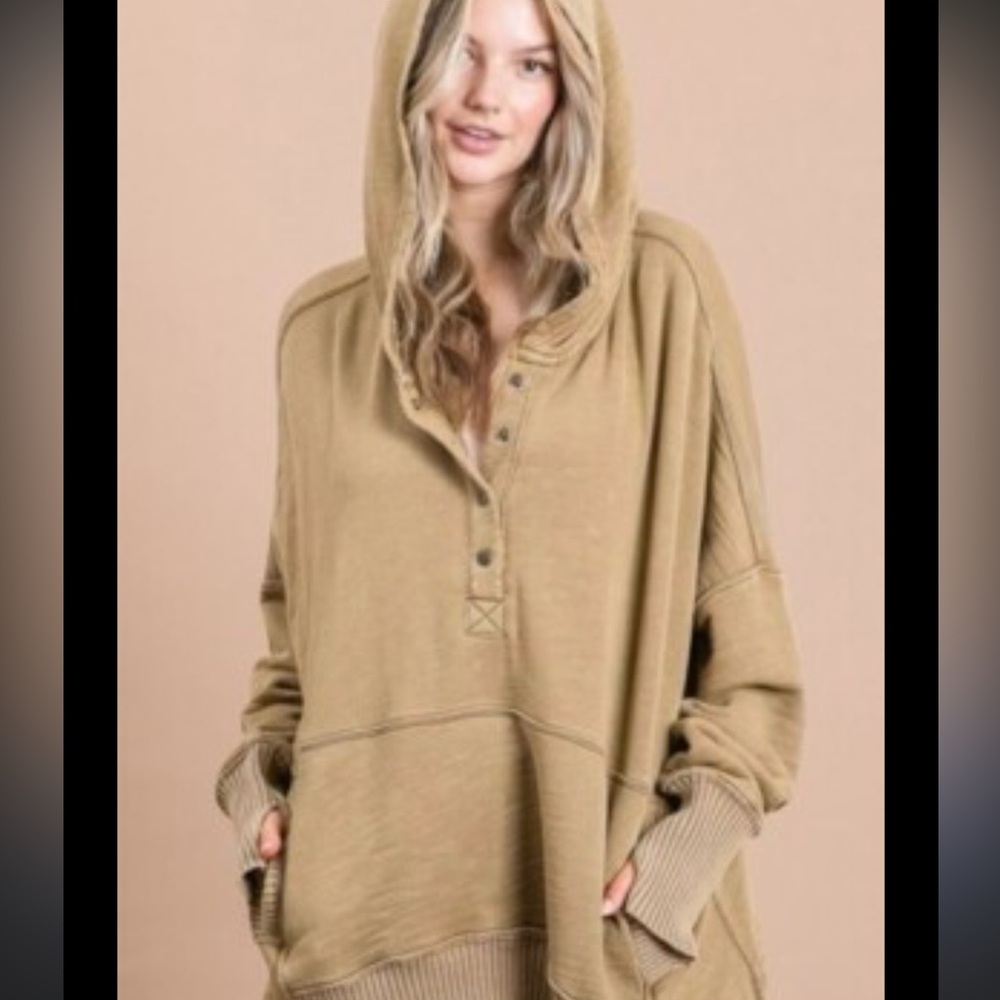 Bucket List Hoodie - tan/beige 100% cotton oversized hooded sweatshirt